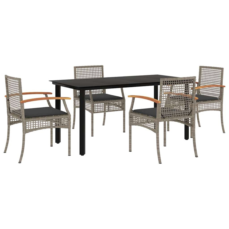 Set mobilier de grădină cu perne, 5 piese, gri, poliratan
