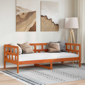 Pat de zi fără saltea, maro ceruit, 80x200 cm, lemn masiv pin