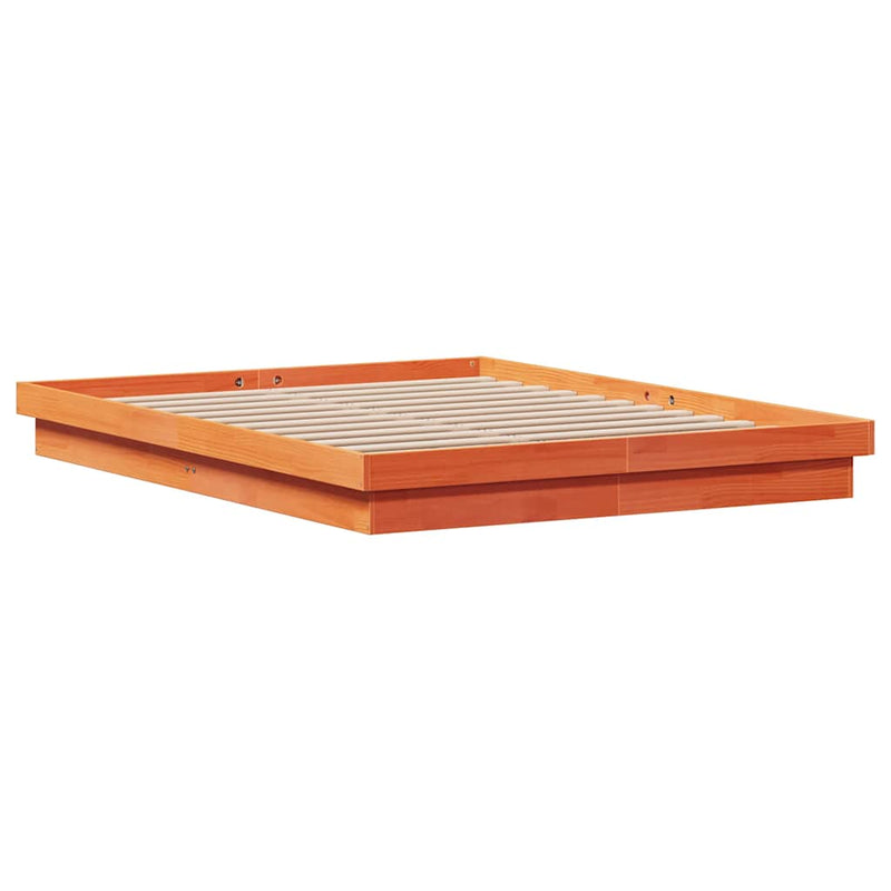 Cadru de pat cu LED, maro ceruit, 150x200 cm, lemn masiv de pin