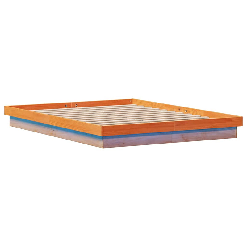 Cadru de pat cu LED, maro ceruit, 150x200 cm, lemn masiv de pin