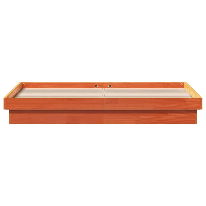 Cadru de pat cu LED, maro ceruit, 150x200 cm, lemn masiv de pin