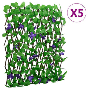 Spalier iederă artificială extensibil, 5 buc., verde, 180x60 cm