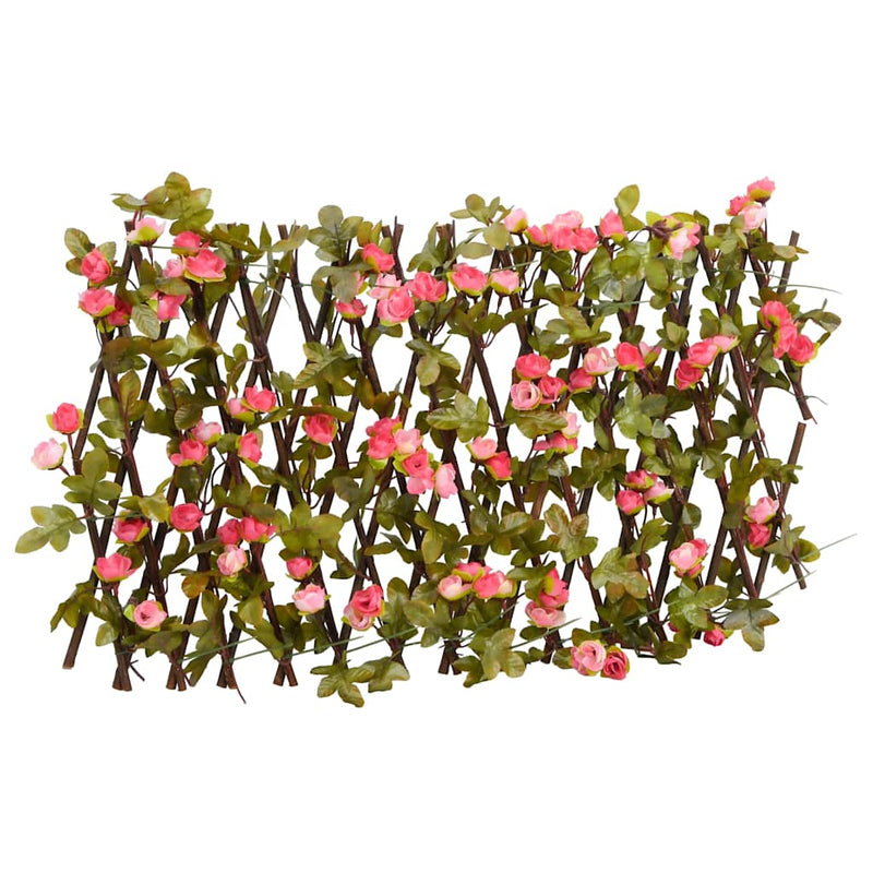 Spalier cu iederă artificială extensibil, roz închis, 180x30 cm