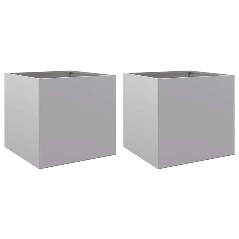 Jardiniere, 2 buc., argintiu, 49x47x46 cm, oțel galvanizat