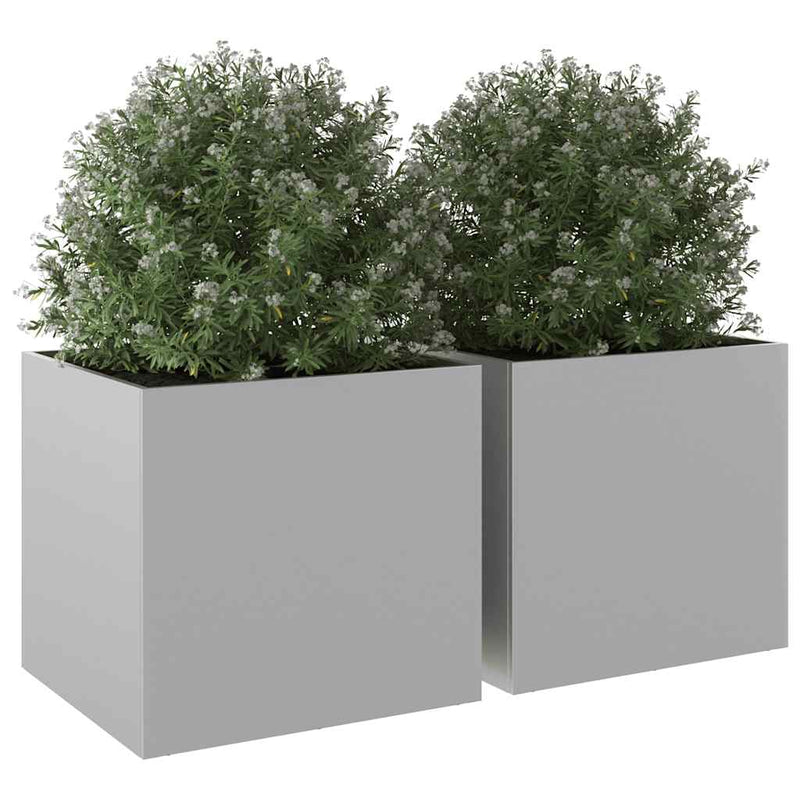 Jardiniere, 2 buc., argintiu, 49x47x46 cm, oțel galvanizat