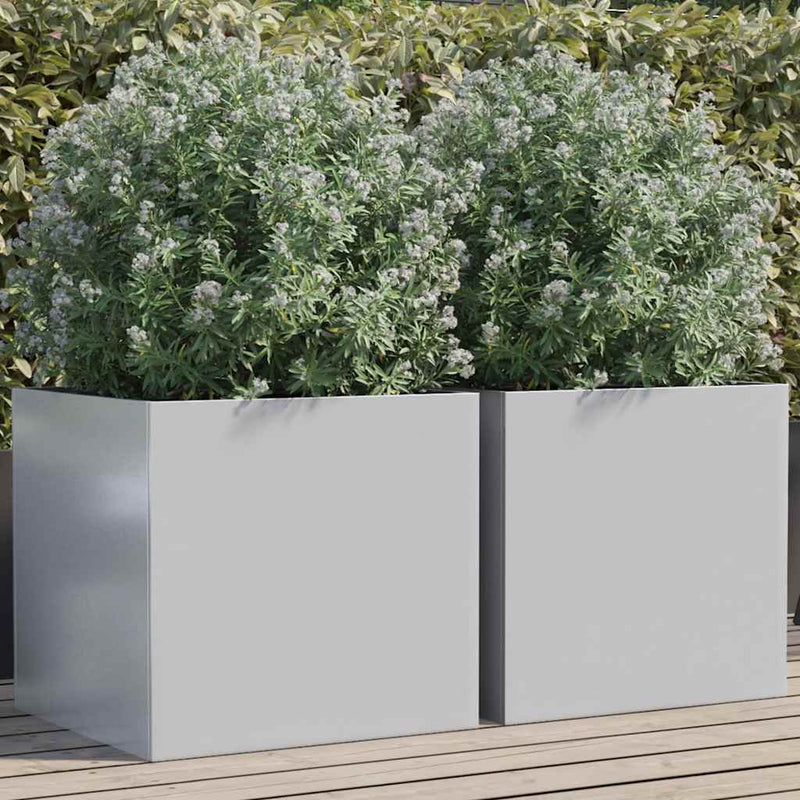 Jardiniere, 2 buc., argintiu, 49x47x46 cm, oțel galvanizat