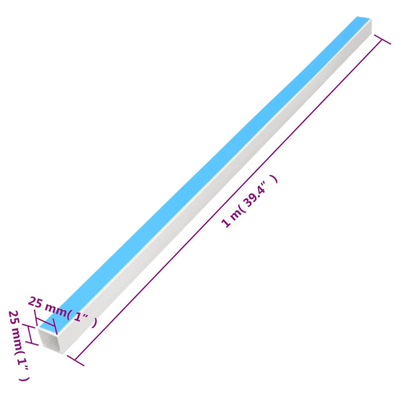 Șine de cabluri autoadezive, 25x25 mm, 10 m, PVC