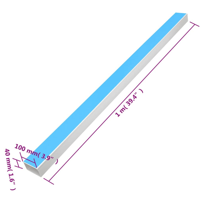 Șine de cabluri autoadezive, 100x40 mm, 10 m, PVC