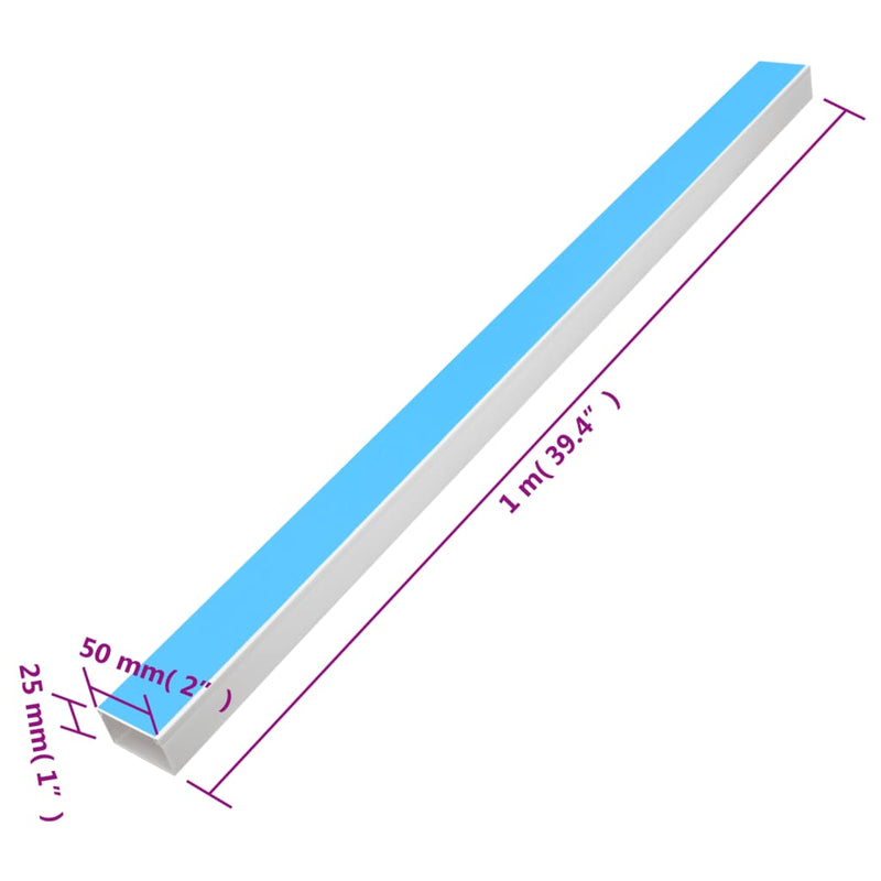 Șine de cabluri autoadezive, 50x25 mm, 10 m, PVC