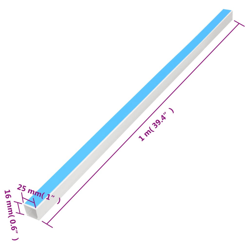 Șine de cabluri autoadezive, 25x16 mm, 30 m, PVC