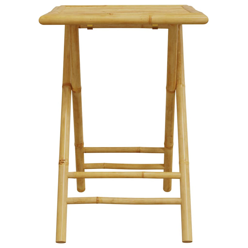 Set de bistro pliabil, 3 piese, cu perne alb crem, bambus