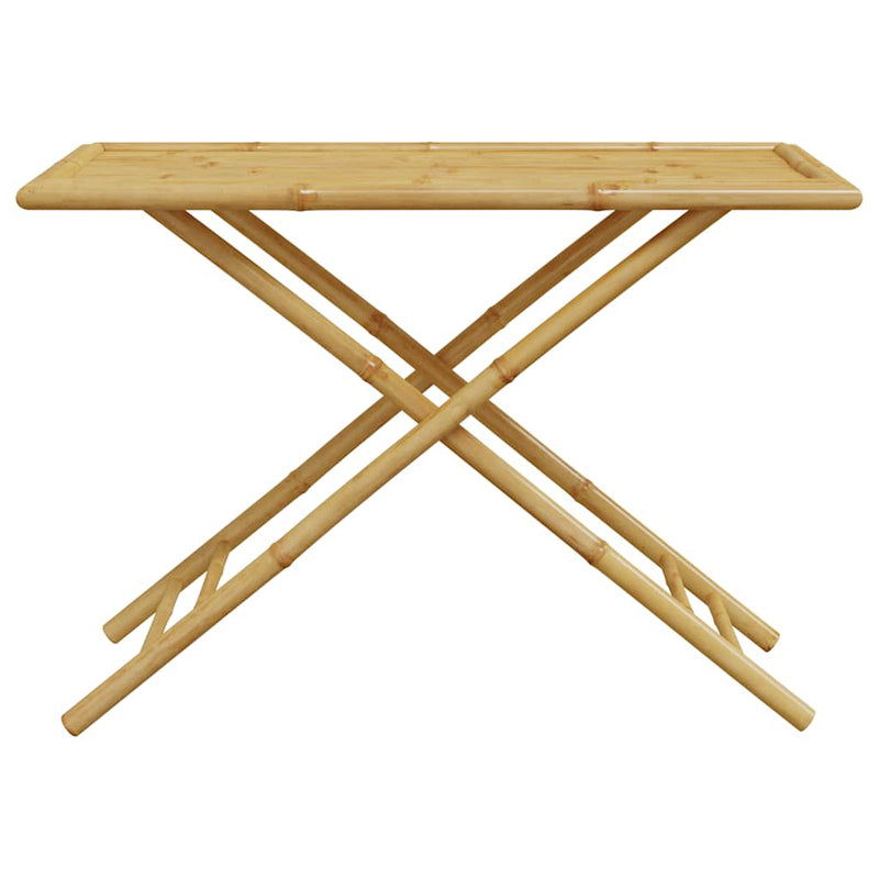 Set de bistro pliabil, 5 piese, cu perne alb crem, bambus