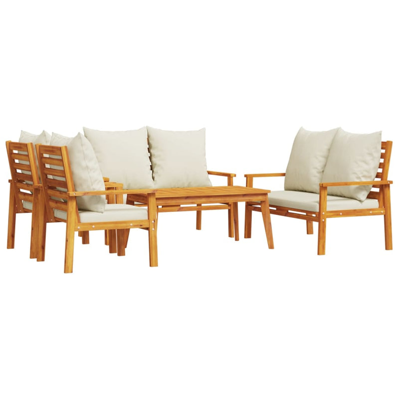 Set mobilier de grădină cu perne, 5 buc., lemn masiv acacia