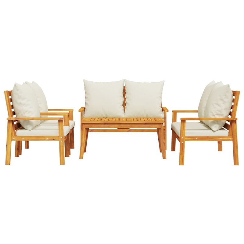 Set mobilier de grădină cu perne, 5 buc., lemn masiv acacia