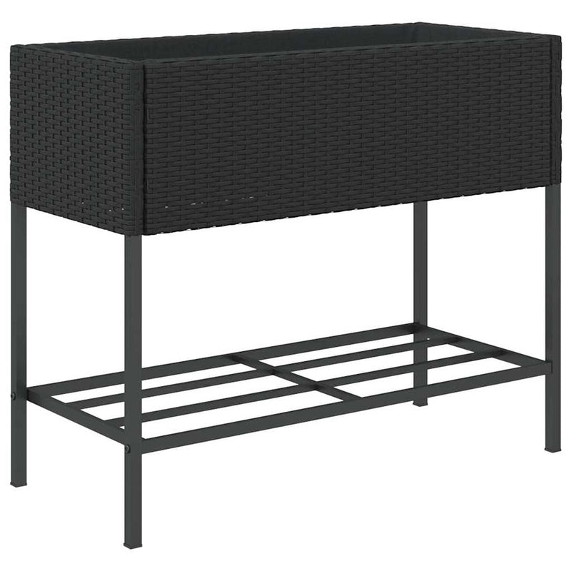 Jardiniere de grădină cu raft 2 buc. negru 90x40x75cm poliratan