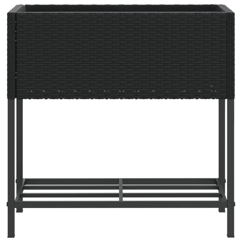Jardiniere de grădină cu raft 2 buc. negru 70x28x70cm poliratan