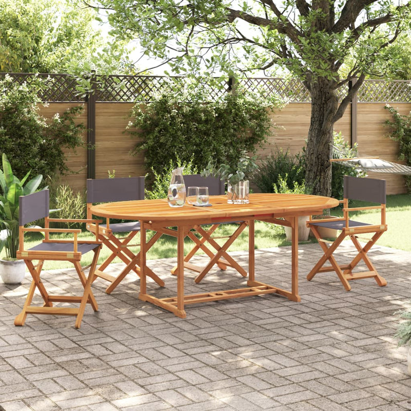 Scaune pliante din material textil gri închis, format din 4 piese