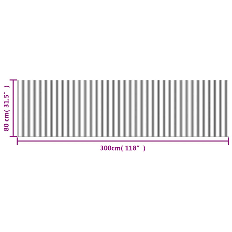 Covor dreptunghiular, gri, 80x300 cm, bambus