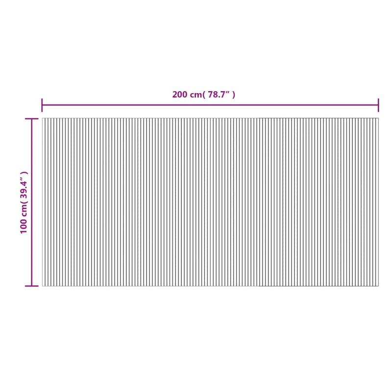 Covor dreptunghiular, negru, 100x200 cm, bambus