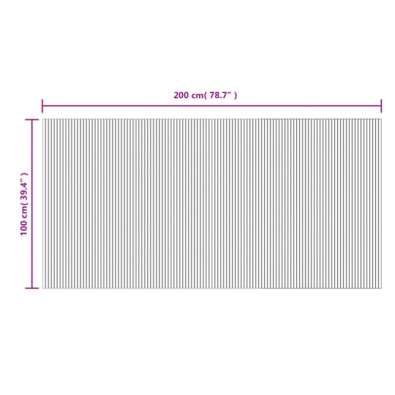 Covor dreptunghiular, gri, 100x200 cm, bambus