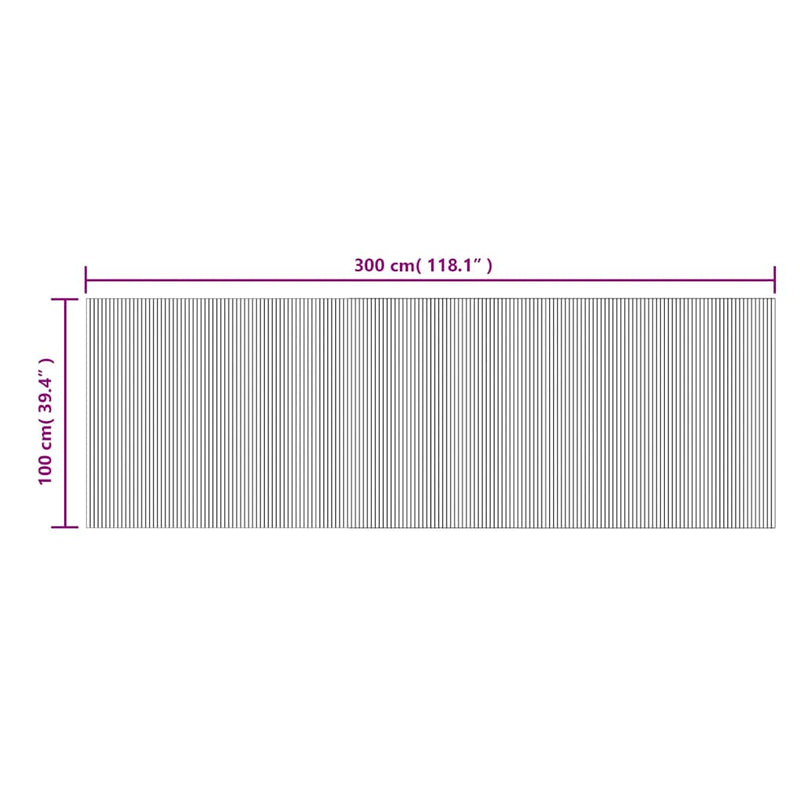Covor dreptunghiular, maro, 100x300 cm, bambus