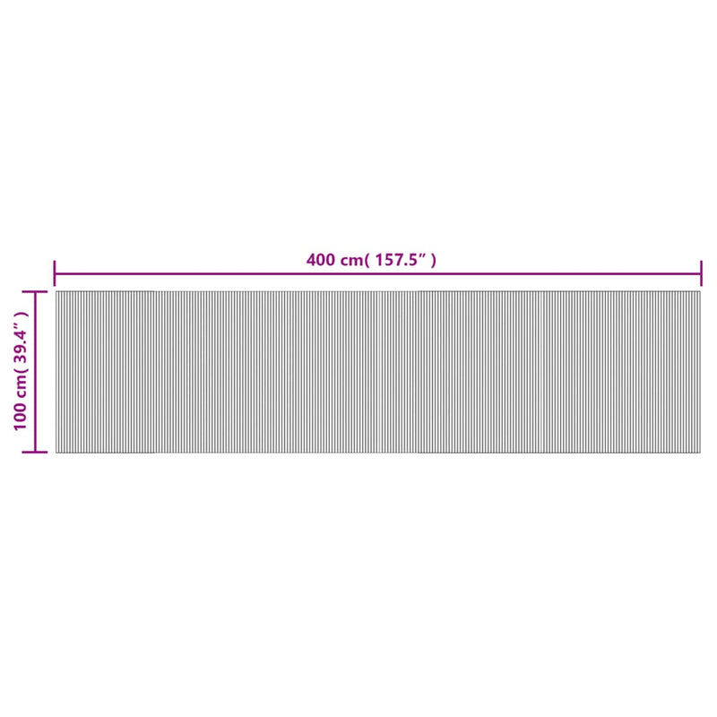 Covor dreptunghiular, natural deschis, 100x400 cm, bambus