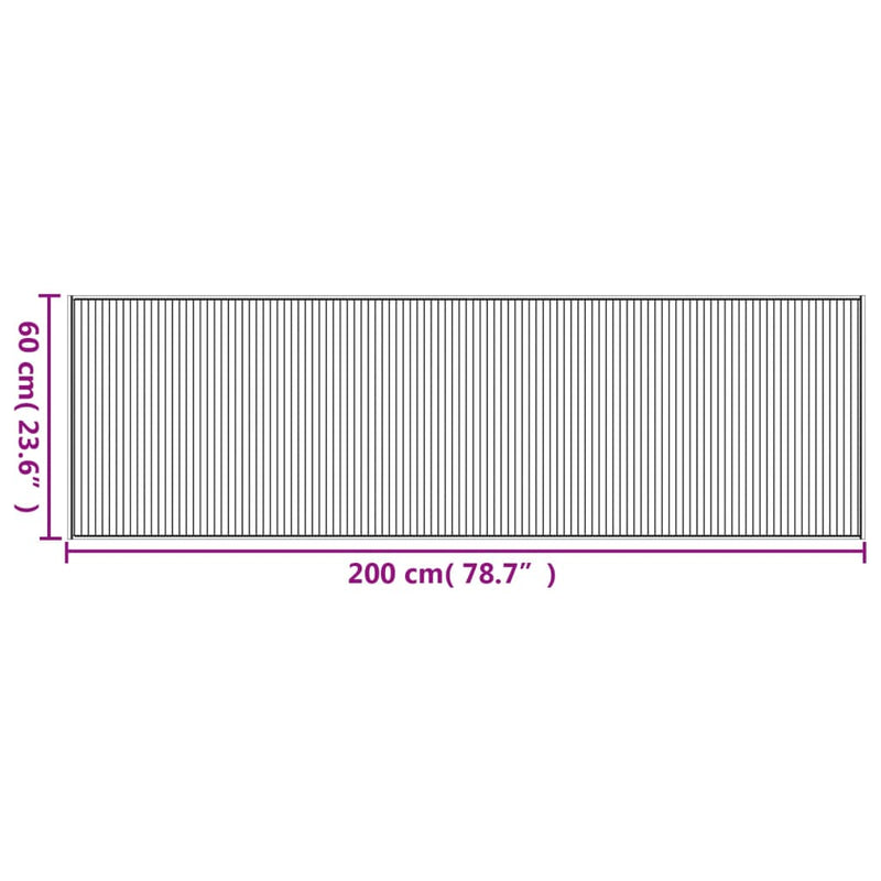 Covor dreptunghiular, negru, 60x200 cm, bambus