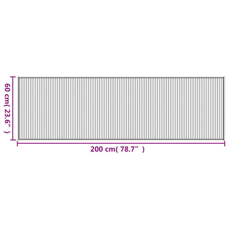 Covor dreptunghiular, gri, 60x200 cm, bambus