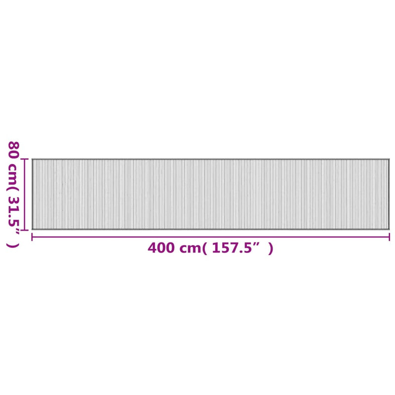 Covor dreptunghiular, natural deschis, 80x400 cm, bambus