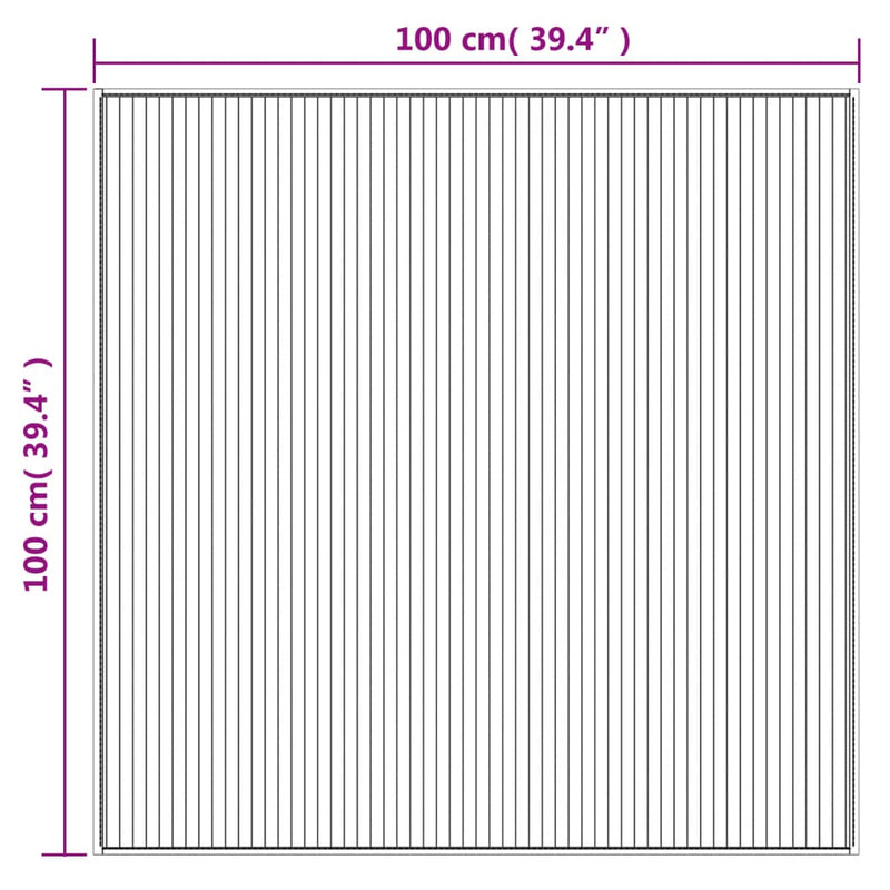 Covor dreptunghiular, negru, 100x100 cm, bambus