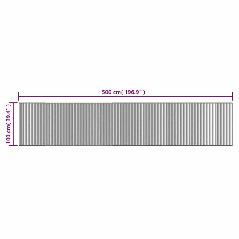 Covor dreptunghiular, negru, 100x500 cm, bambus