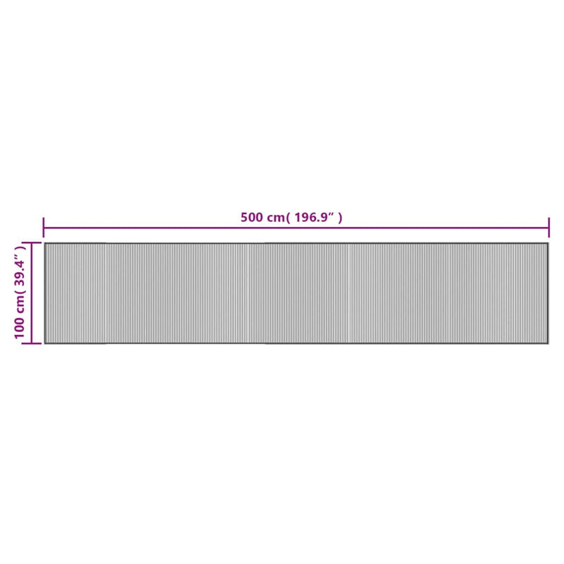 Covor dreptunghiular, gri, 100x500 cm, bambus