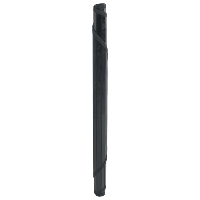 Covor rotund, negru, 60 cm, bambus