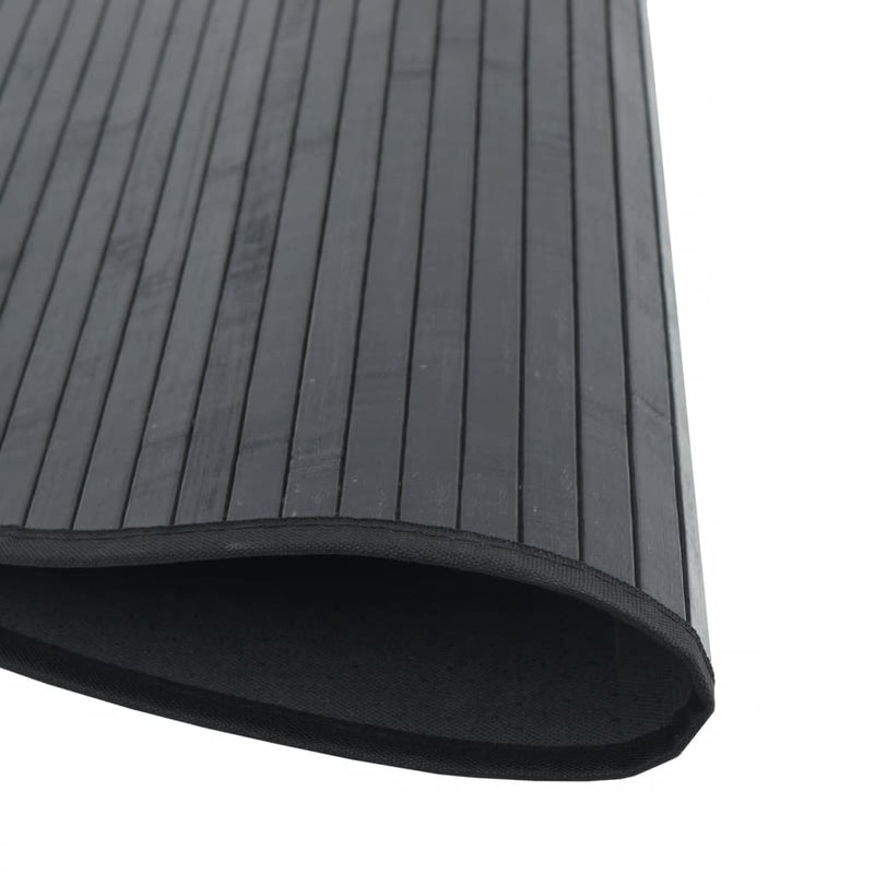 Covor rotund, negru, 60 cm, bambus