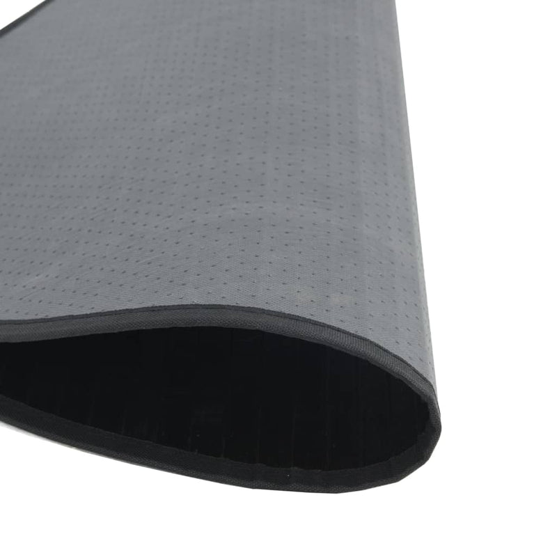 Covor rotund, negru, 60 cm, bambus