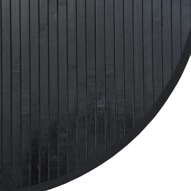 Covor rotund, negru, 60 cm, bambus