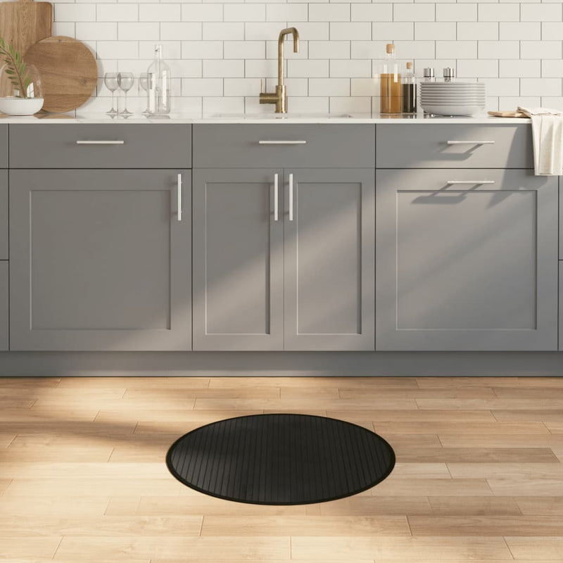 Covor rotund, negru, 60 cm, bambus