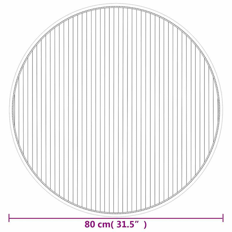 Covor rotund, maro, 80 cm, bambus