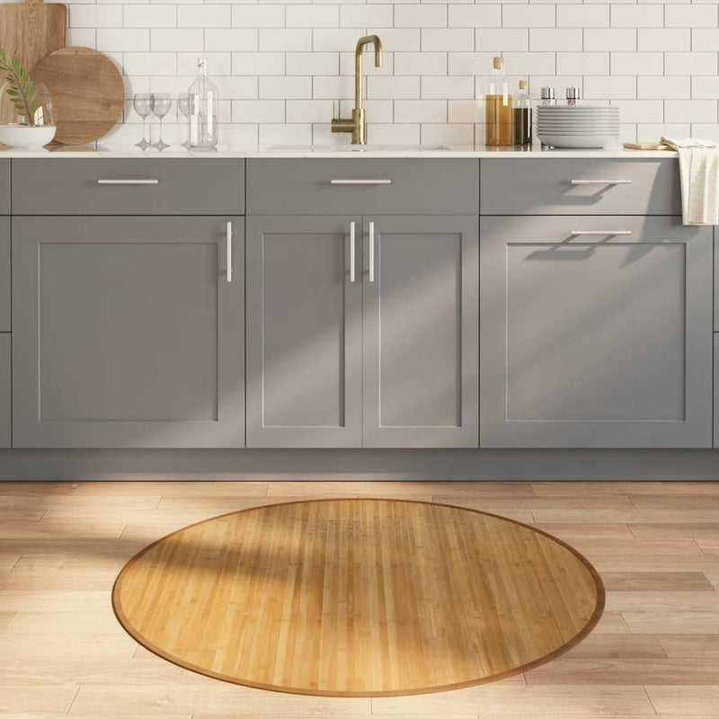 Covor rotund, natural, 100 cm, bambus
