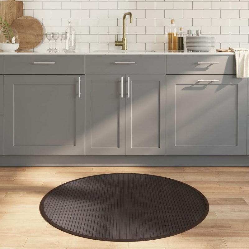 Covor rotund, maro închis, 100 cm, bambus