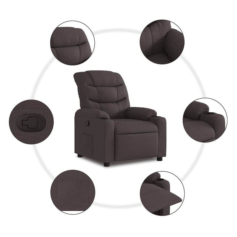 Fotoliu rabatabil, maro închis, material textil