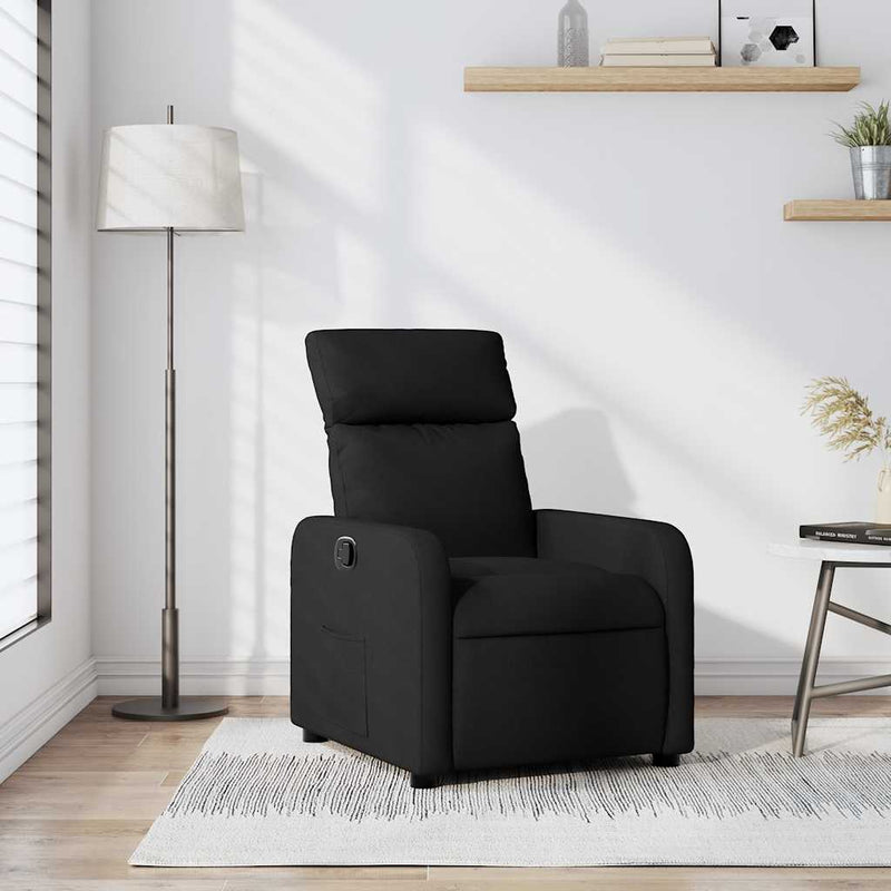 Fotoliu rabatabil, negru, material textil