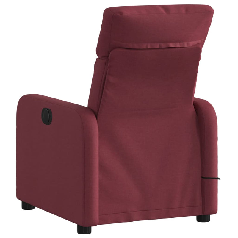 Fotoliu de masaj rabatabil, roșu vin, material textil
