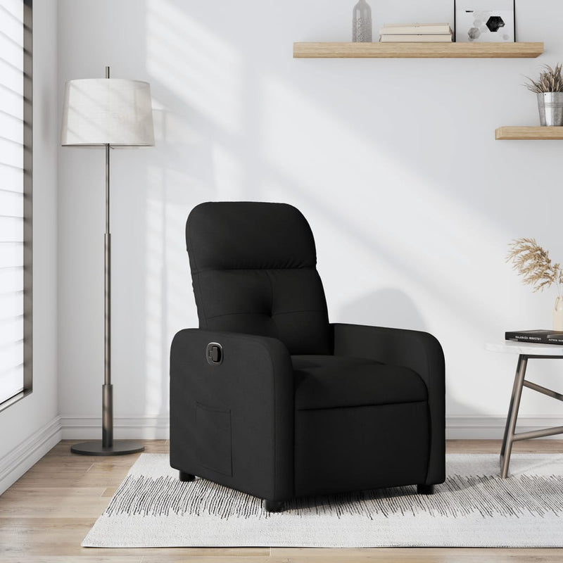 Fotoliu rabatabil, negru, material textil