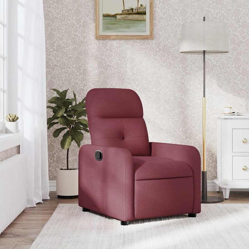 Fotoliu rabatabil, roșu vin, material textil