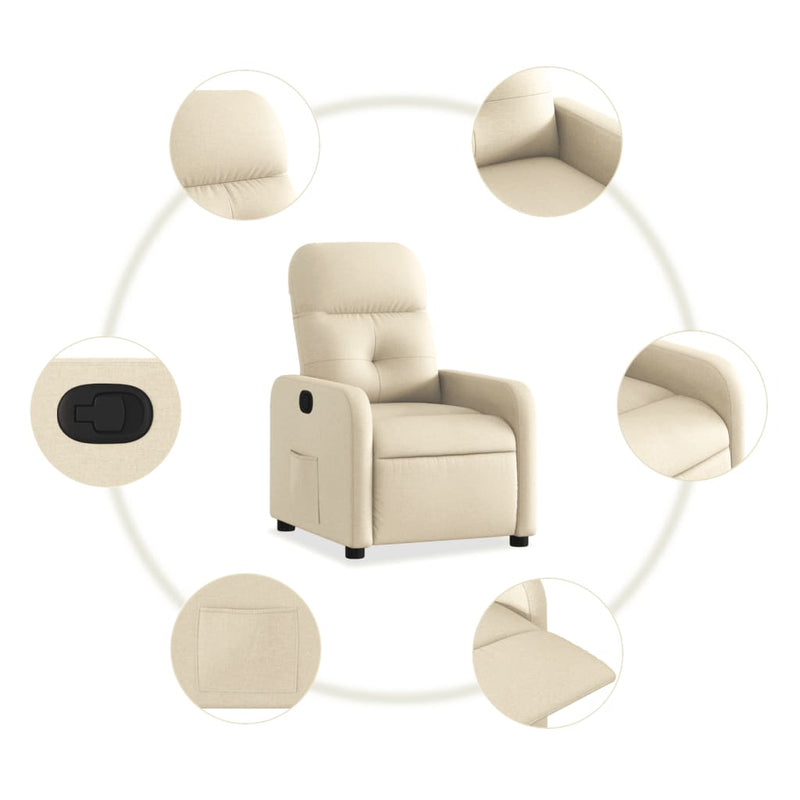 Fotoliu rabatabil, crem, material textil