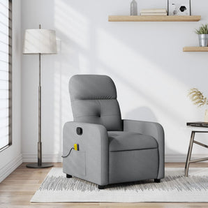 Fotoliu de masaj rabatabil, gri deschis, textil