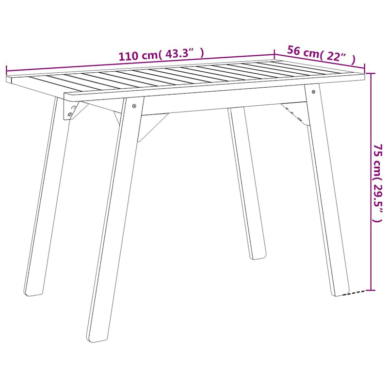 Set de balcon, 3 piese, lemn masiv de acacia