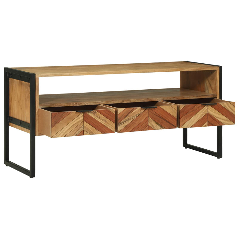 Cabinet TV cu sertar Maro 100 x 35 x 50 cm Lemn Solid de Acacia