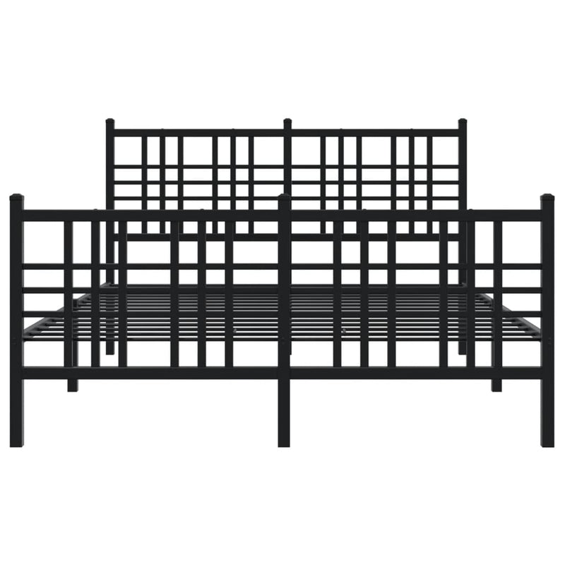 Cadru pat metalic cu tăblie de cap/picioare, negru, 120x190 cm